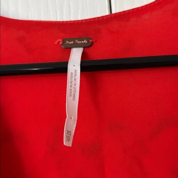 Free People Patchwork Boho Mini Dress Red Floral Tie Front Long Sleeve Size XS - Picture 2 of 3